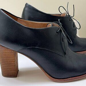Madewell Bette Black Leather Lace Up Oxford Heeled Boots Bootie Shoes 7.5